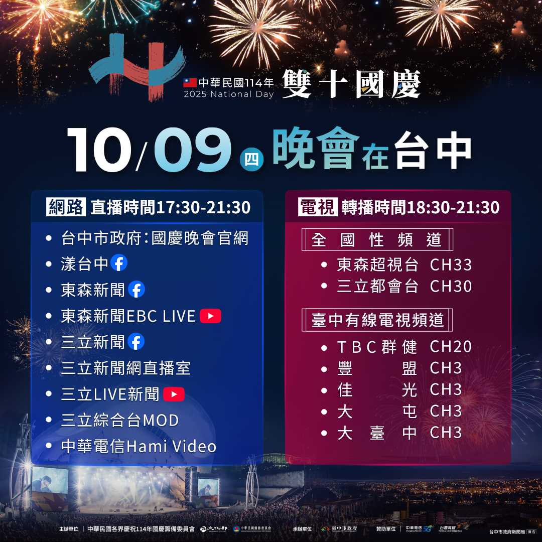 國慶晚會盛大重返台中市 國家級慶典魅力升級迎賓 14 %E5%9C%8B%E6%85%B6%E6%99%9A%E6%9C%83%E5%9C%A8%E5%8F%B0%E4%B8%AD %E5%85%A8%E5%8F%B0%E5%A4%9A%E5%85%83%E8%BD%89%E6%92%AD %E5%8F%83%E8%88%87%E7%9B%9B%E5%85%B8%E4%B8%8D%E7%BC%BA%E5%B8%AD 0