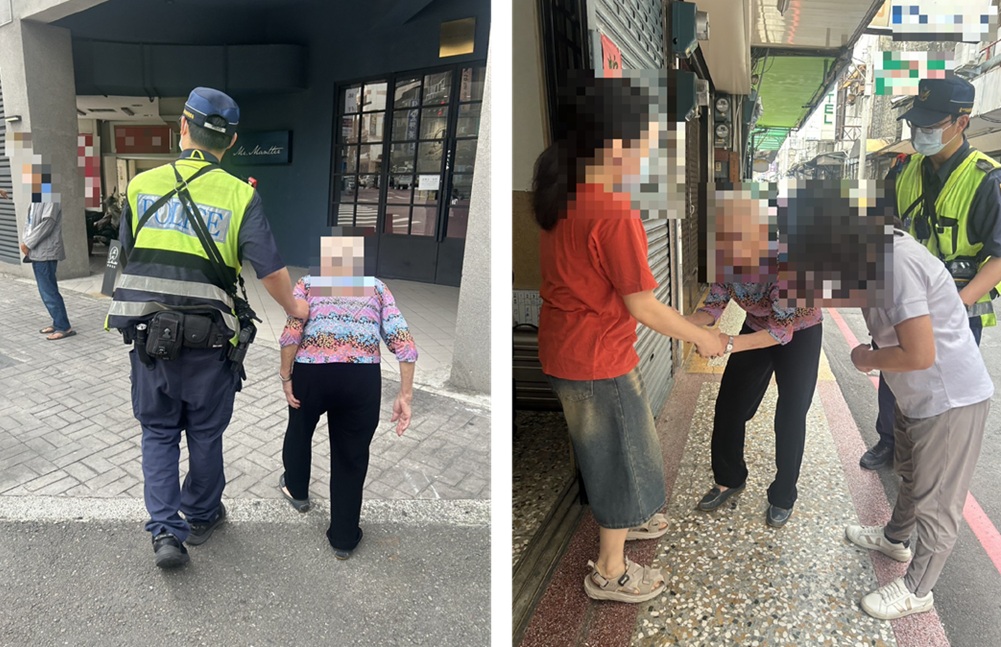 ▲圖說：90歲的蔡鄭姓老婦迷途第二市場內，員警帶著阿嬤向平等街周邊店家及民眾逐一詢問，終於找到阿嬤家 （圖／台中市政府 提供）