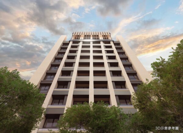 「聚碩仁玉」以細膩工法雕琢立面線條，重現法式新古典藝術建築經典而不複刻的優雅姿態，榮獲2025年美國謬思設計大獎金獎殊榮。(3D示意圖/聚碩仁玉提供)