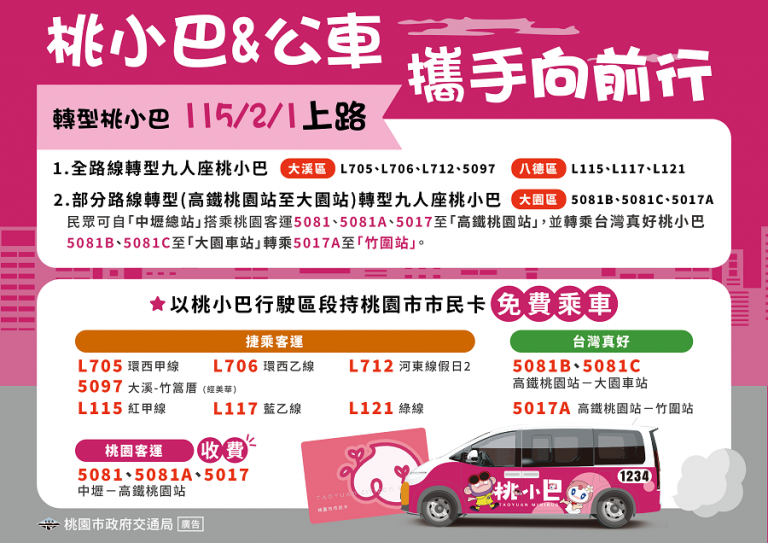 桃園市「桃小巴」計畫 第二波10條路線於2月1日上路 2 20260129180447 4328516f