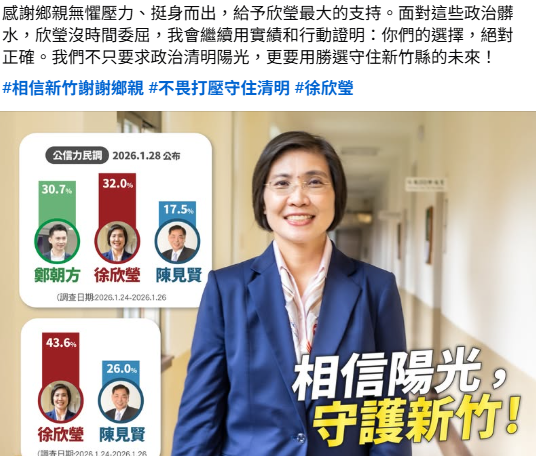 抗議新竹縣長初選採「七三比」 徐欣瑩in起來:參選到底,絕不退縮! 4 115013111