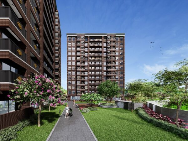 「百川文玥」以法式輕古典莊園為設計概念，以豐富多元的綠意中庭，打造如同「公園裡的住家」。（此為3D示意圖，實際以竣工為主）圖/業者提供