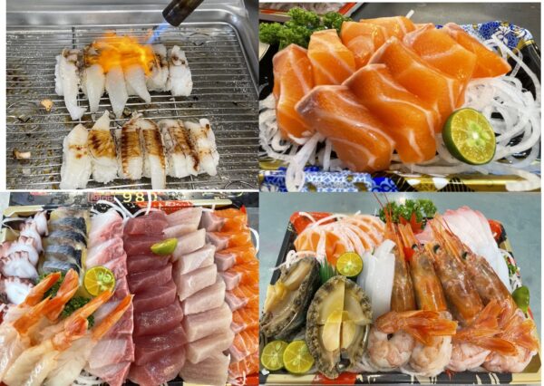 金鮮滿屋。刺身。壽司。凍鮮。水產。主打現流海鮮與職人刀工，除了提供炙燒握壽司、厚切鮭魚刺身外，也推出豪華綜合生魚片拼盤與海鮮盛合，讓消費者在板橋巷弄就能享受高CP值日式海鮮料理。圖/温雅君攝